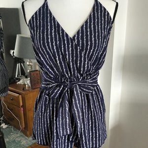 Blue and White Romper Fashion Nova Ties Small